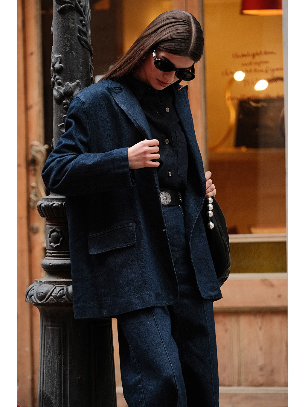 Denım Klasik Blazer Ceket Derin Mavi-2