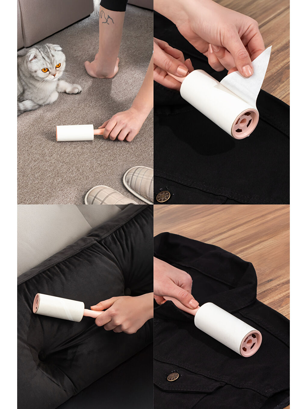 3106 Kedi Köpek Tüy Toplayıcı Rulo + 8 Adet Yedek Rulo Somon-2