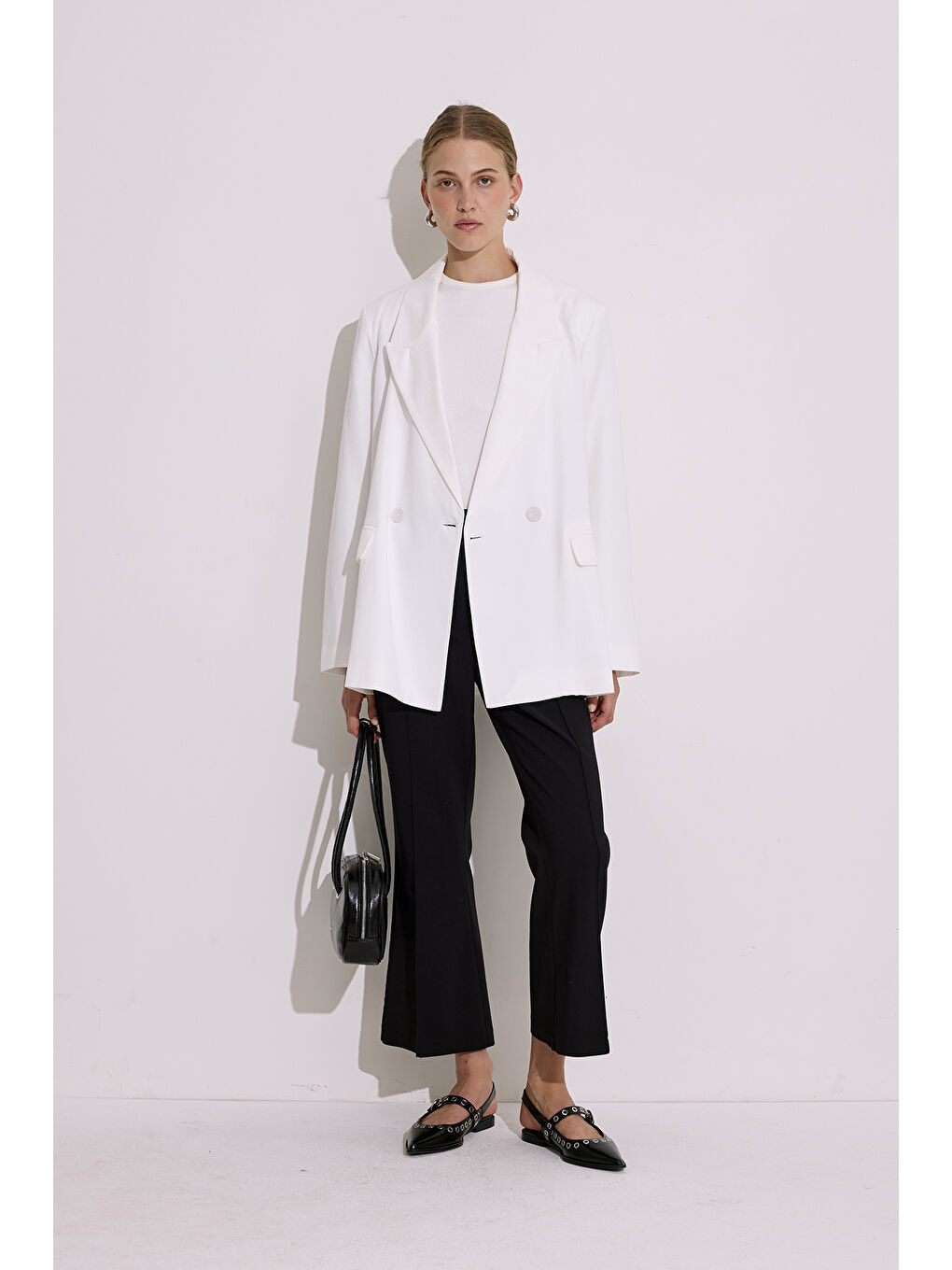 Doğal Kumaş Blazer Ceket Ekru-2