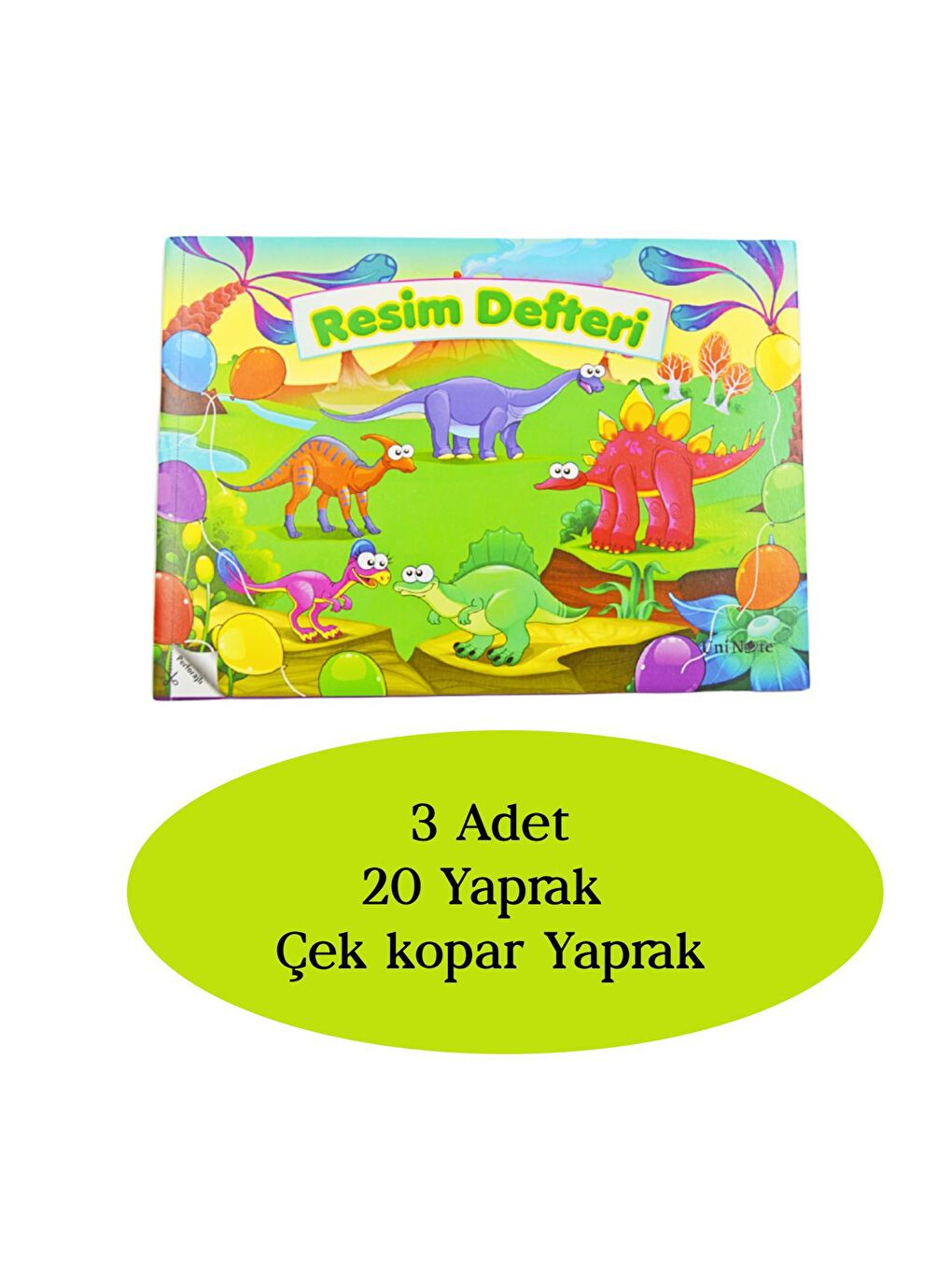 Uninote Resim Defteri Dikişli Küçük Boy A5 20 Yaprak 3 Adet