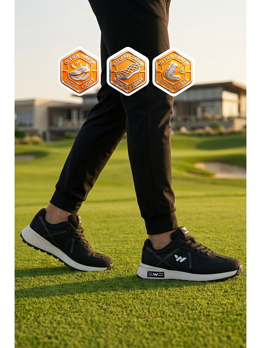 Siyah Hafızalı Taban Hafif Esnek Unisex Spor Ayakkabı Muveon M-1