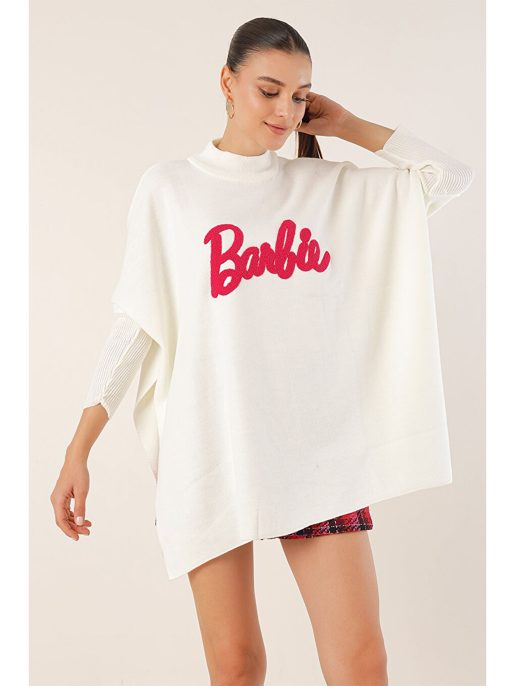 15783 Yırtmaçlı Panço Kazak - B.Beyaz-2