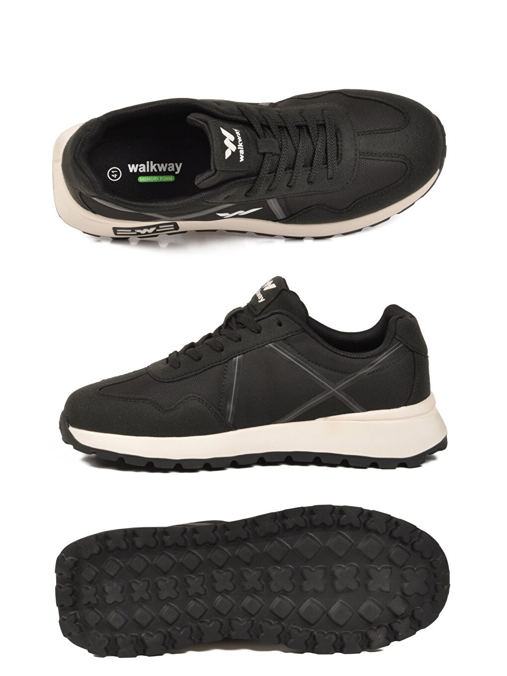Siyah Hafızalı Taban Hafif Esnek Unisex Spor Ayakkabı Muveon M-3
