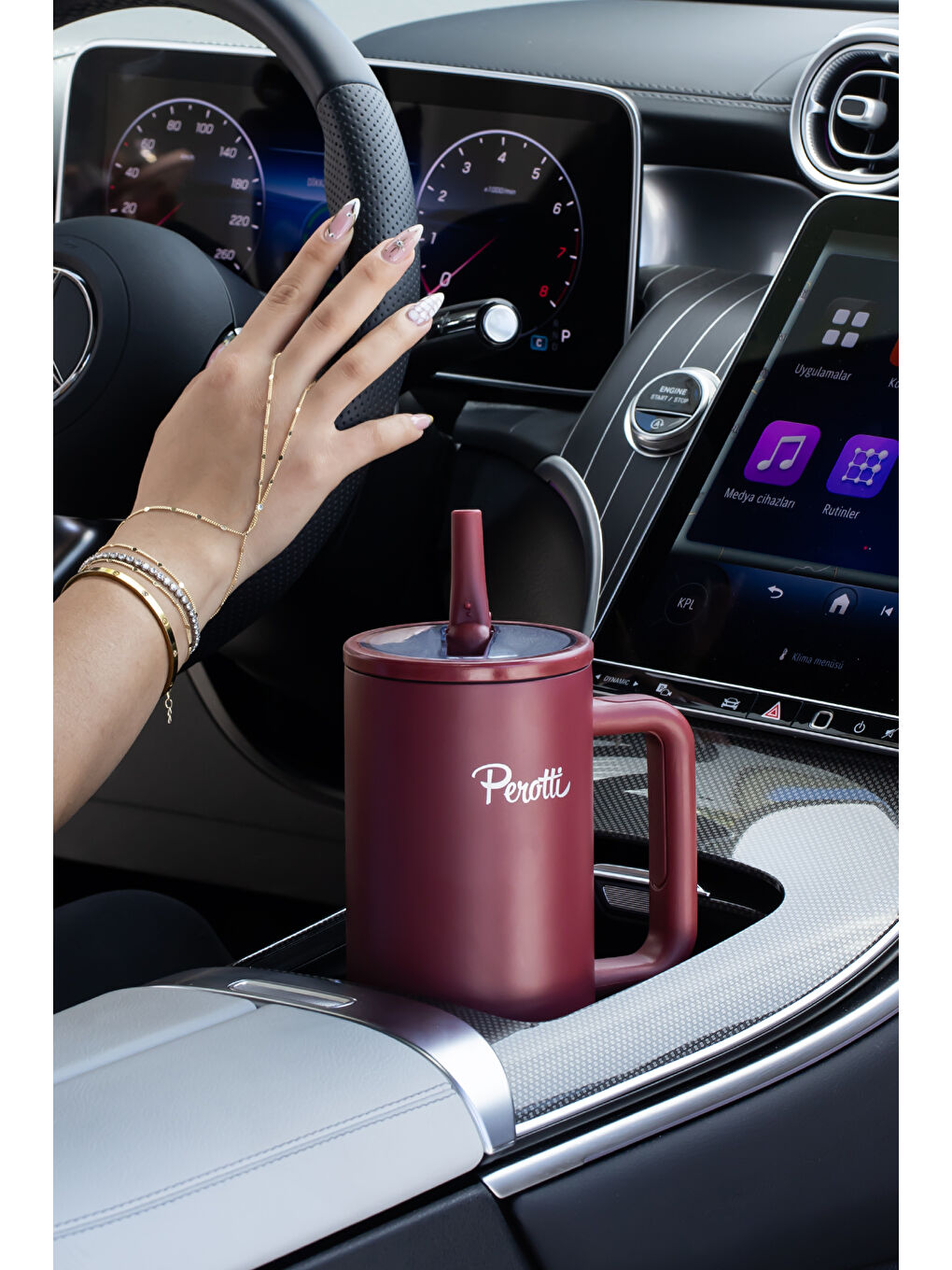 17238-1 Colte V2 Paslanmaz Çelik Sporcu Termos Bardak Matara Kırmızı 1,2 Lt-1