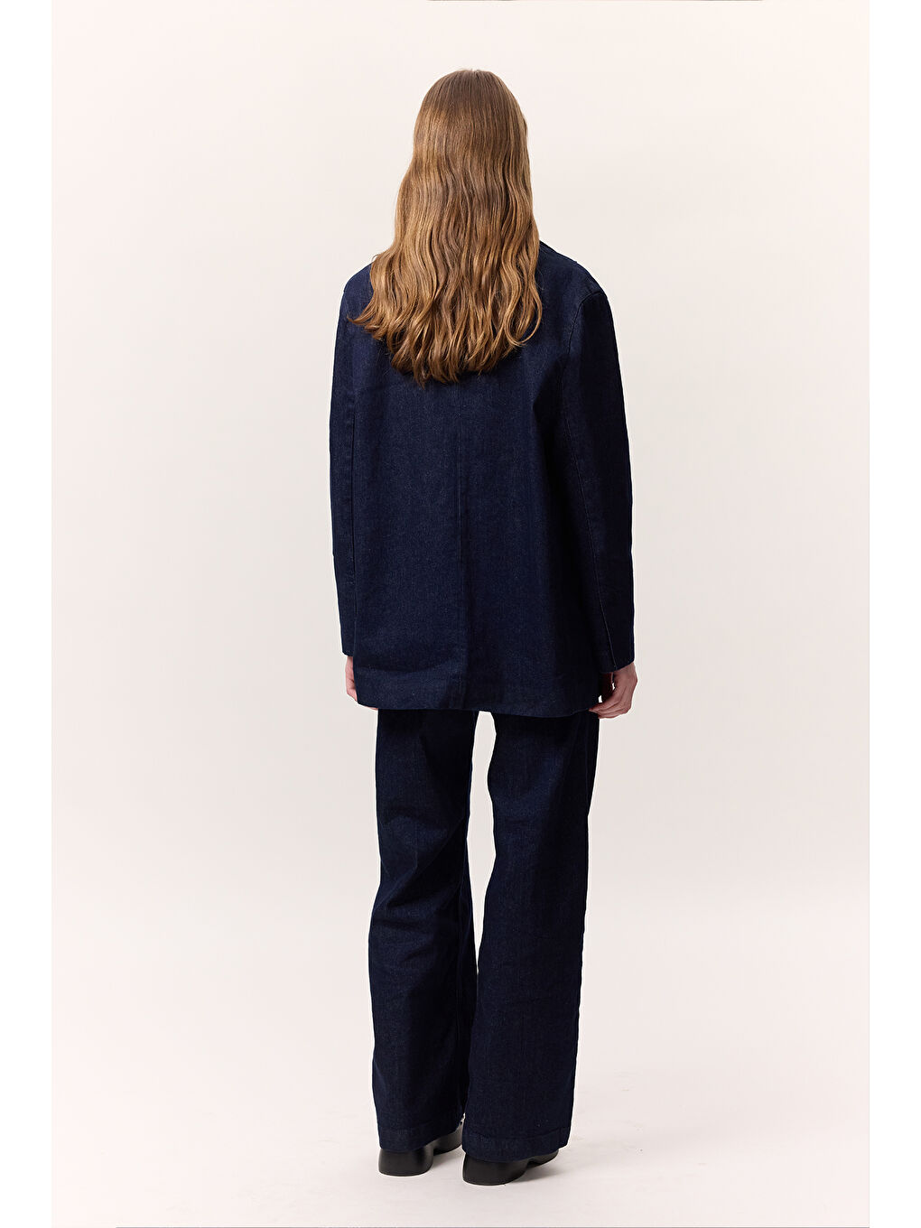 Denım Klasik Blazer Ceket Derin Mavi-7