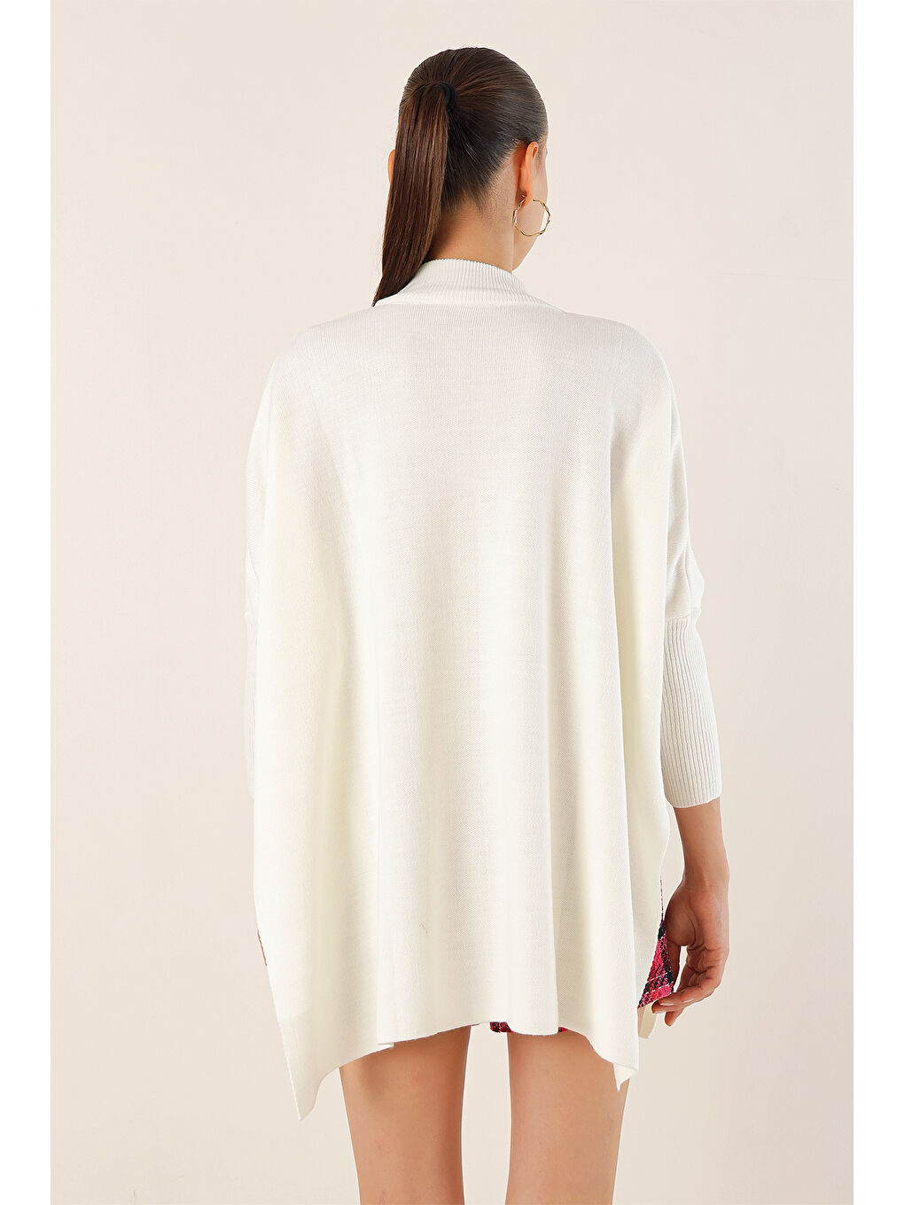 15783 Yırtmaçlı Panço Kazak - B.Beyaz-5