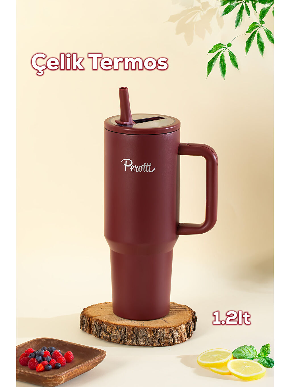 17238-1 Colte V2 Paslanmaz Çelik Sporcu Termos Bardak Matara Kırmızı 1,2 Lt-3