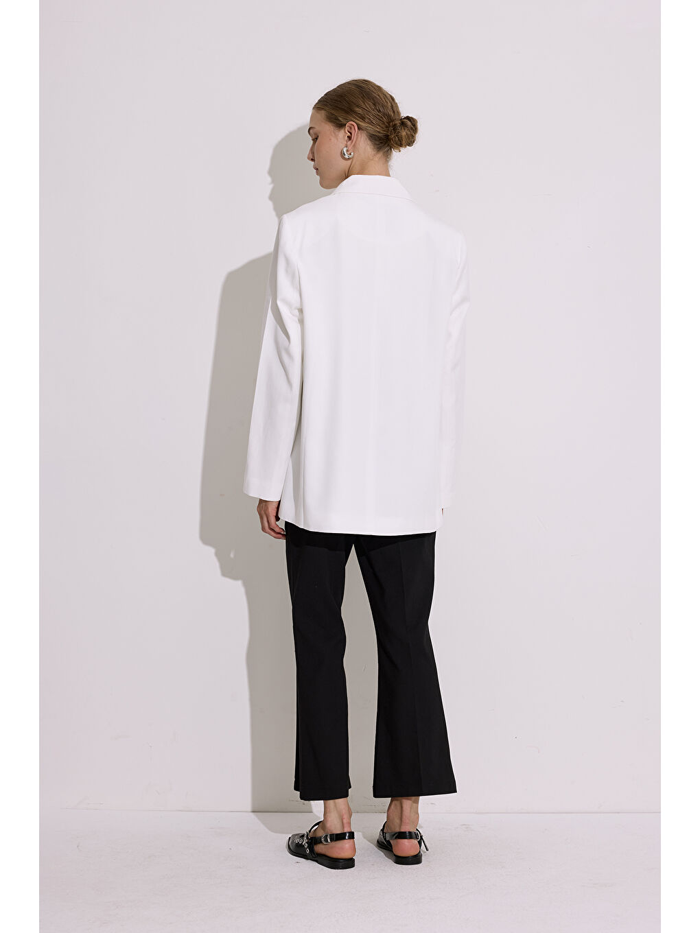 Doğal Kumaş Blazer Ceket Ekru-5