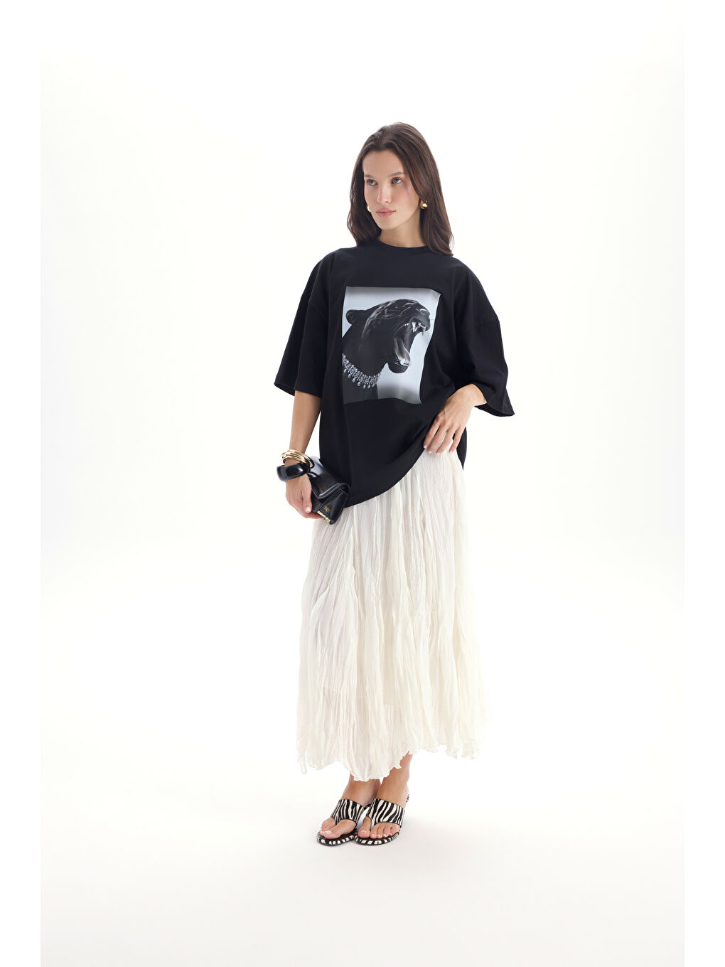 Panthera Oversize Siyah T-Shirt-3