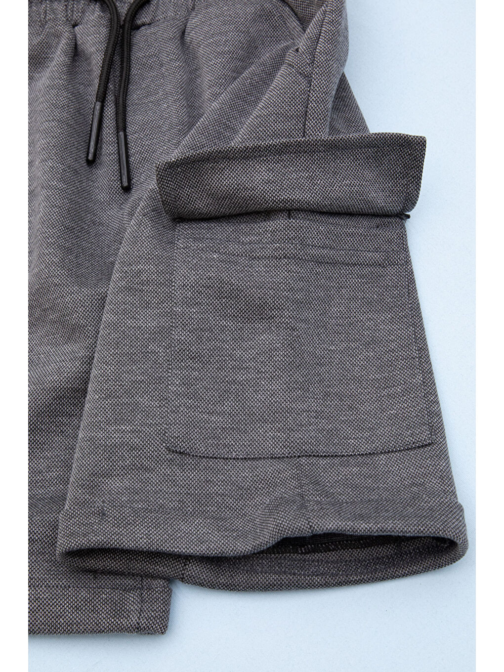 Antrasit Beli Lastikli Jogger Kumaş Tek Kargo Cepli Erkek Çocuk Şort 21155-1