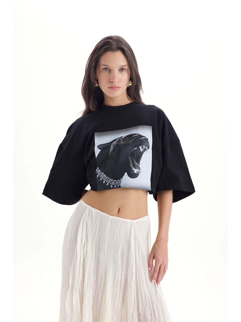 Panthera Oversize Siyah T-Shirt-5