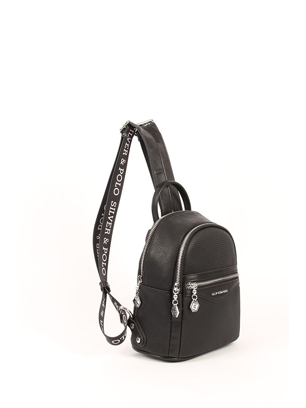 Siyah Kadın 983-34725 SILVER POLO SIRT ÇANTASI M86 SİYAH-MAT SİYAH-1