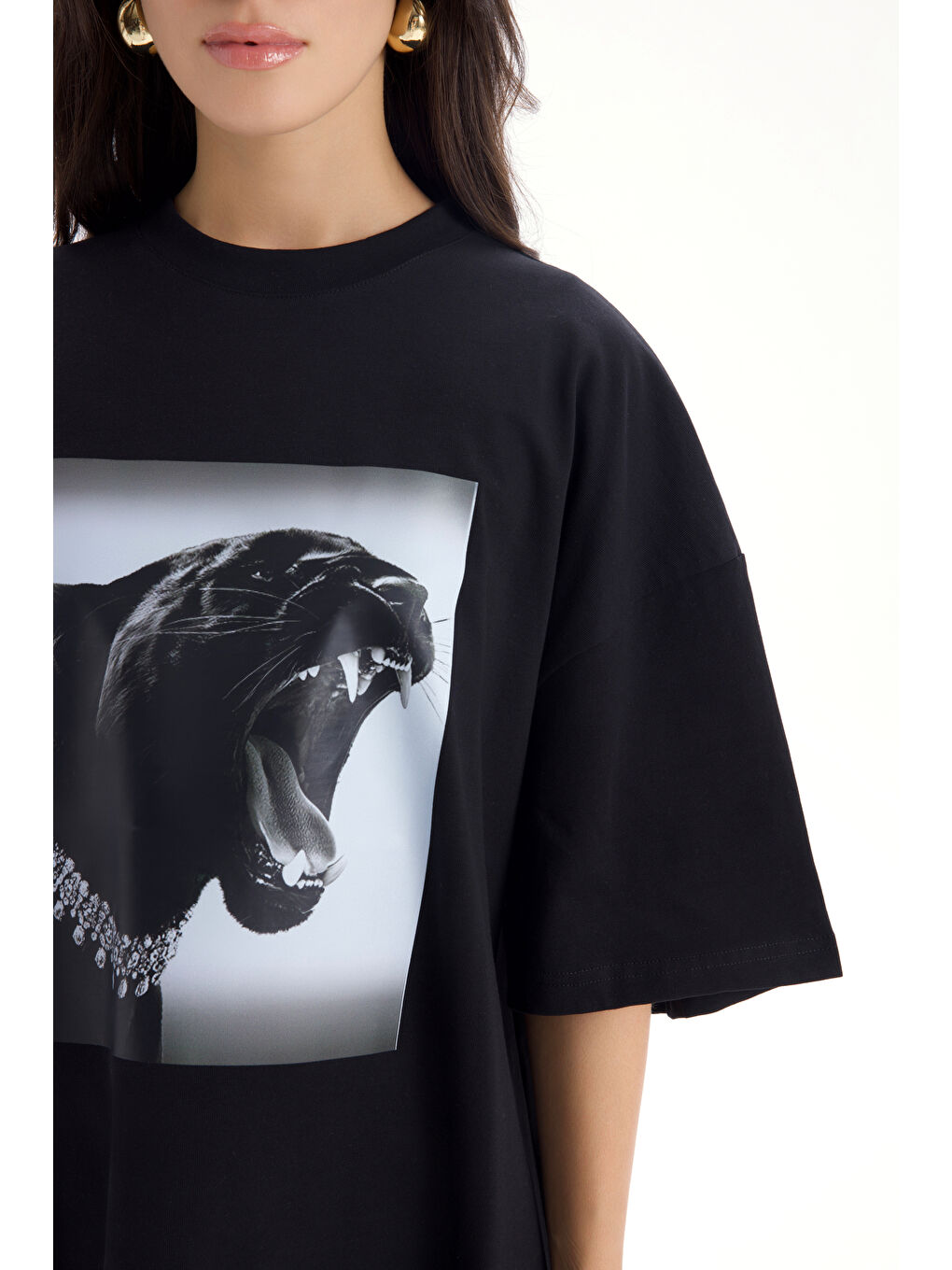 Panthera Oversize Siyah T-Shirt-7