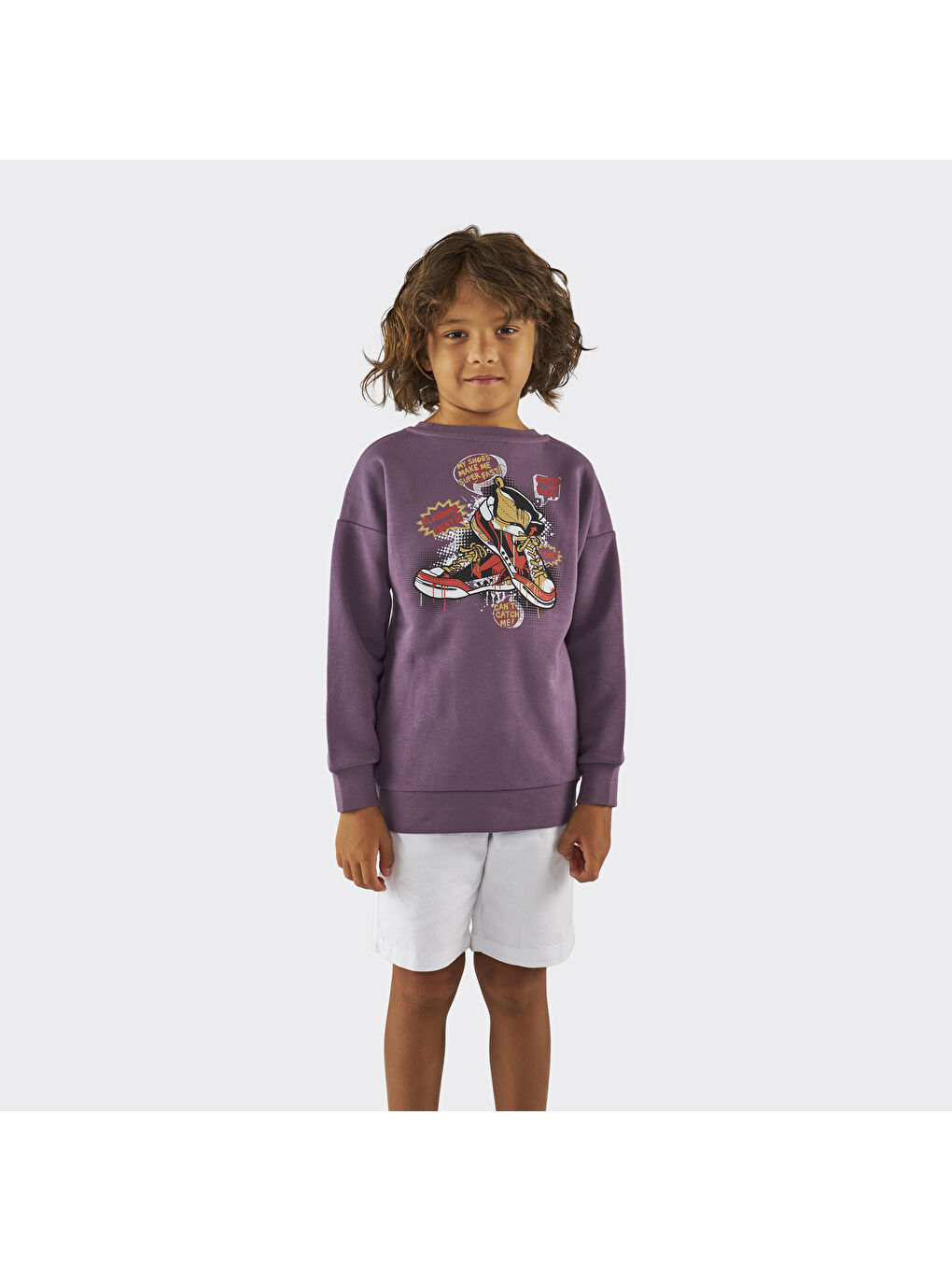 Mor Erkek Çocuk Baskılı Sweatshirt-4