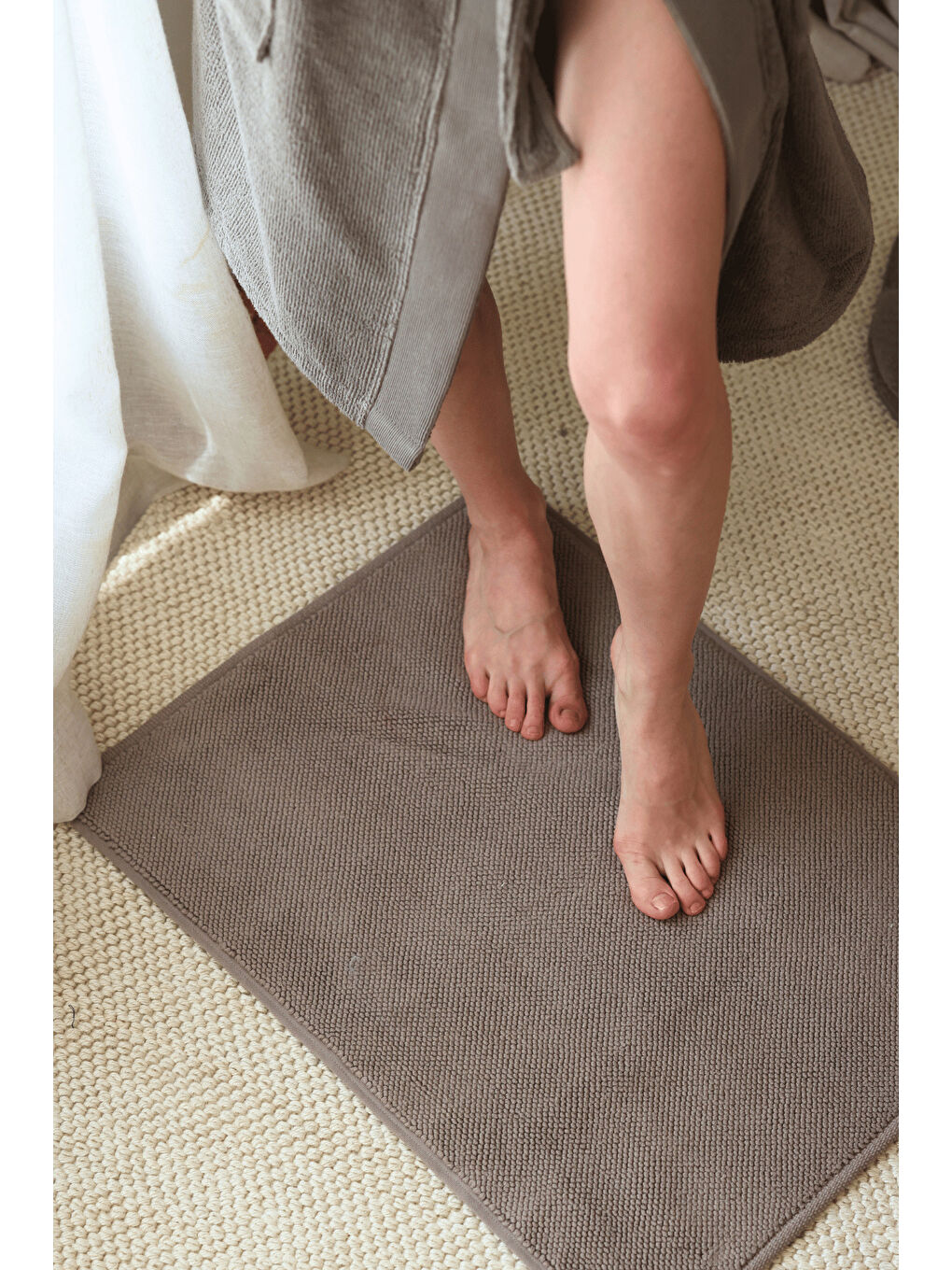 Velluna Tekli Havlu Banyo Paspası 50x80 cm Gri