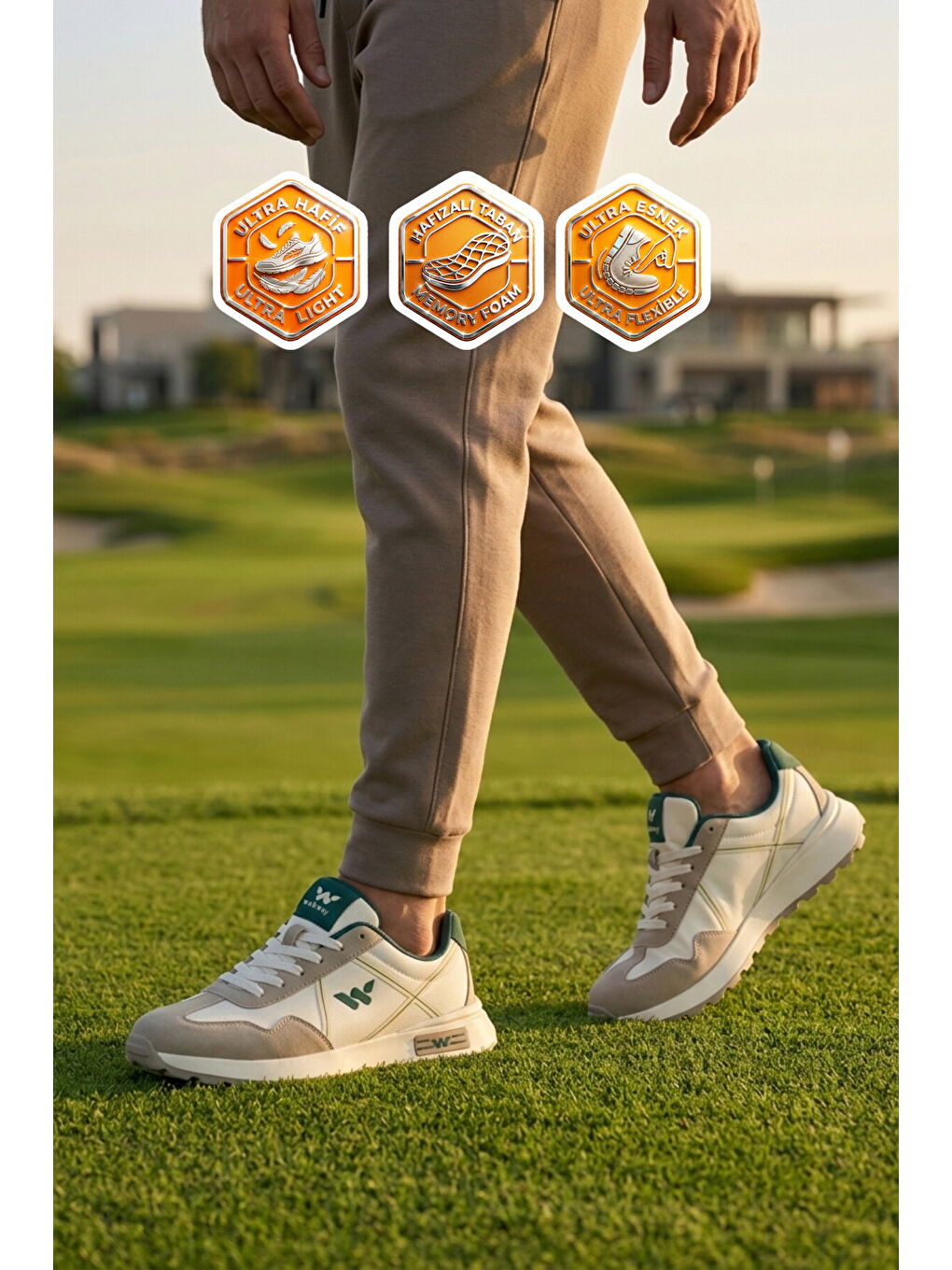 Beyaz Hafızalı Taban Hafif Esnek Unisex Spor Ayakkabı Muveon M-1