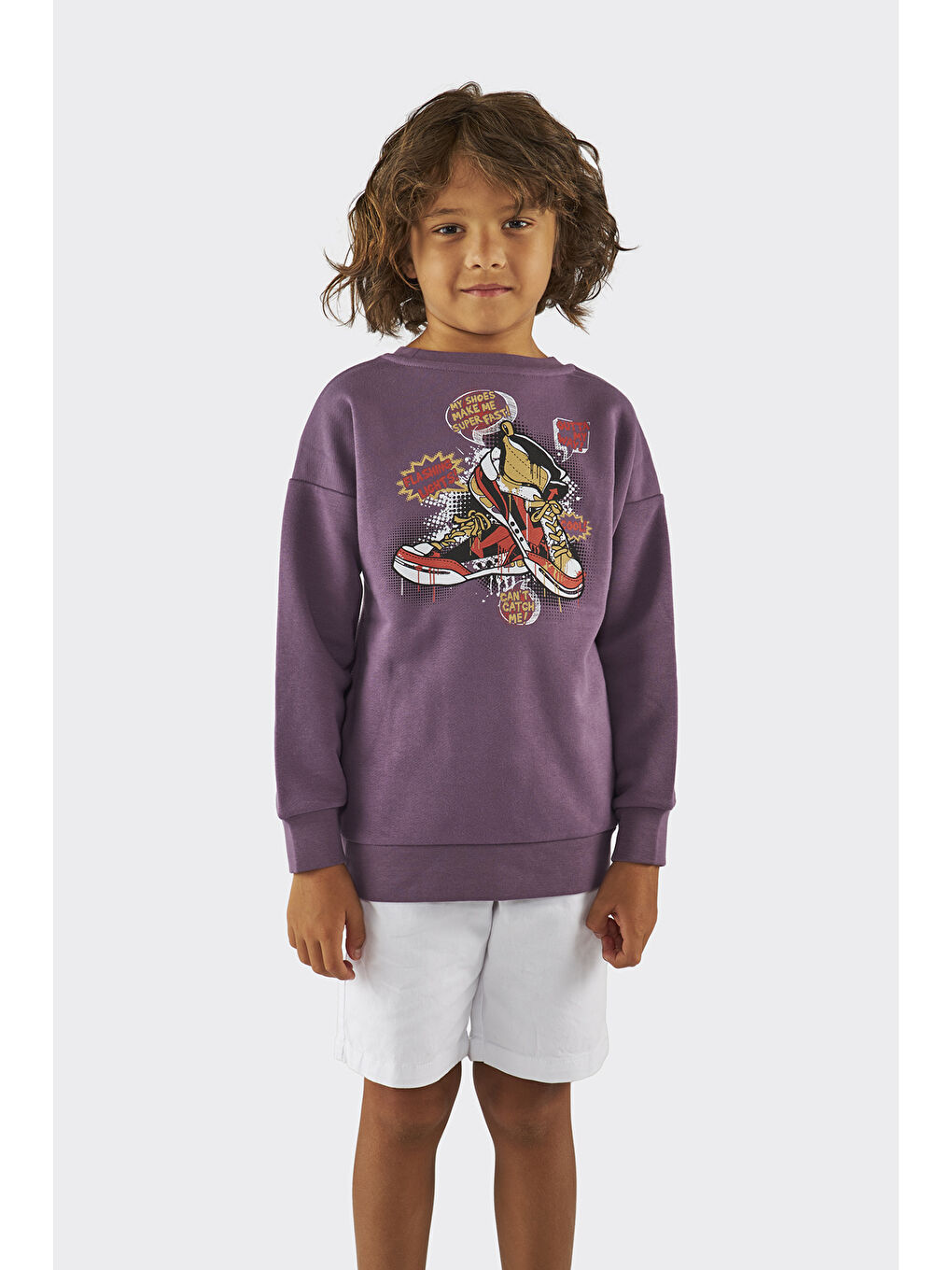 Mor Erkek Çocuk Baskılı Sweatshirt-7