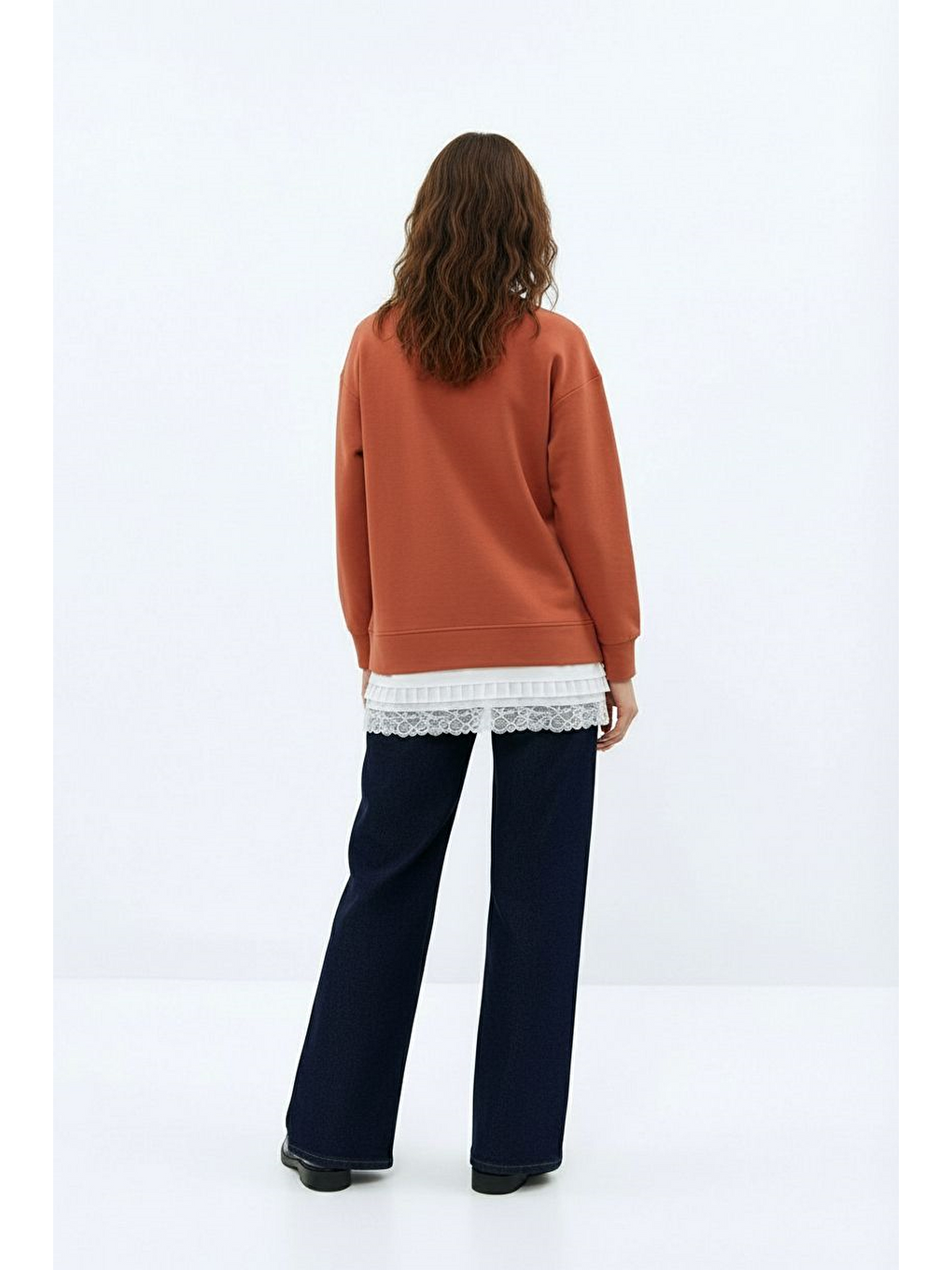 Kahverengi Kiremit-Garni Detaylı Tunik-2