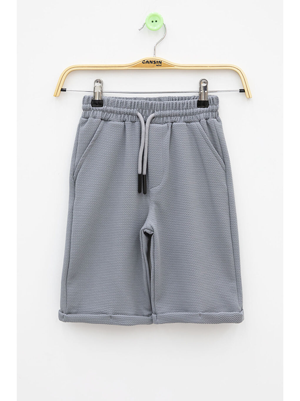 Gri Beli Lastikli Ponpon Kumaş Basic Erkek Çocuk Şort 21168