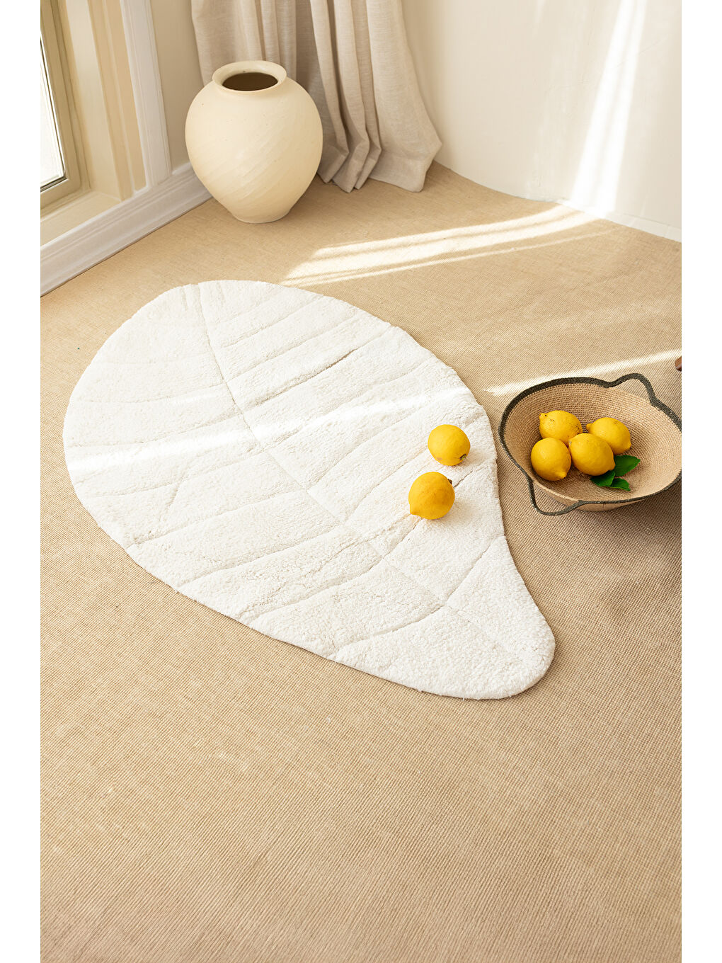 Lila Tropic Tekli Banyo Paspası %100 Pamuk 70x110 cm Ekru