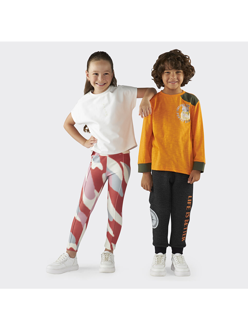 Turuncu Erkek Çocuk Baskı Detaylı Uzun Kollu Tişört-9