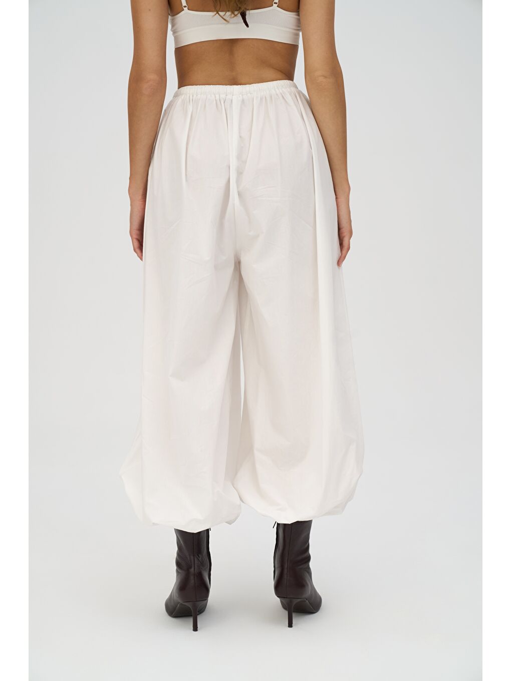 Velora Ekru Poplin Şalvar Pantolon-4