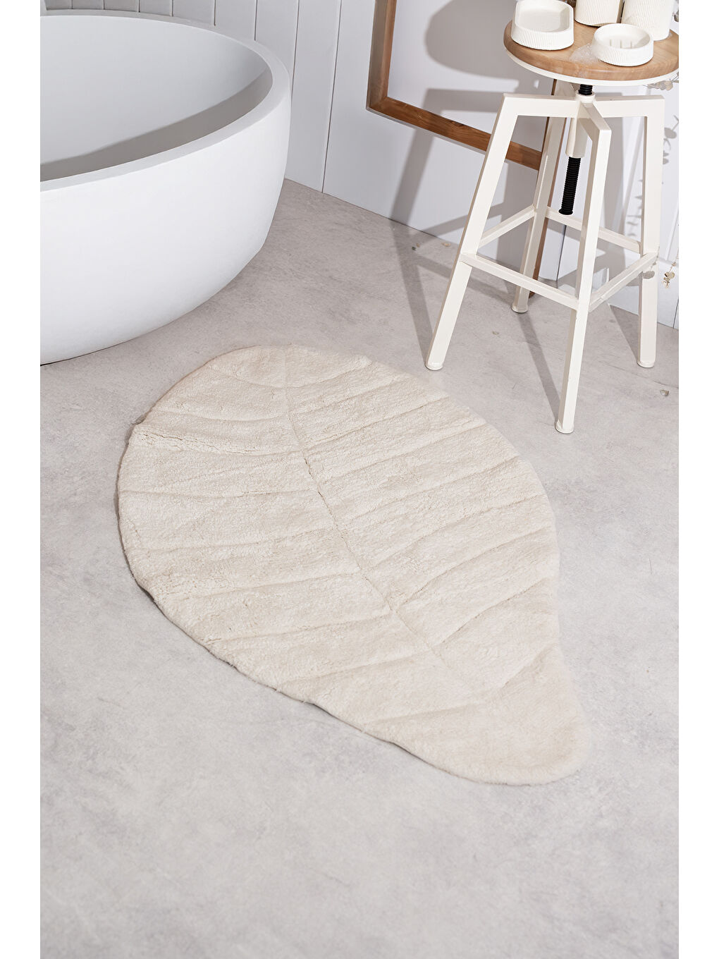 Lila Tropic Tekli Banyo Paspası %100 Pamuk 70x110 cm Ekru-2