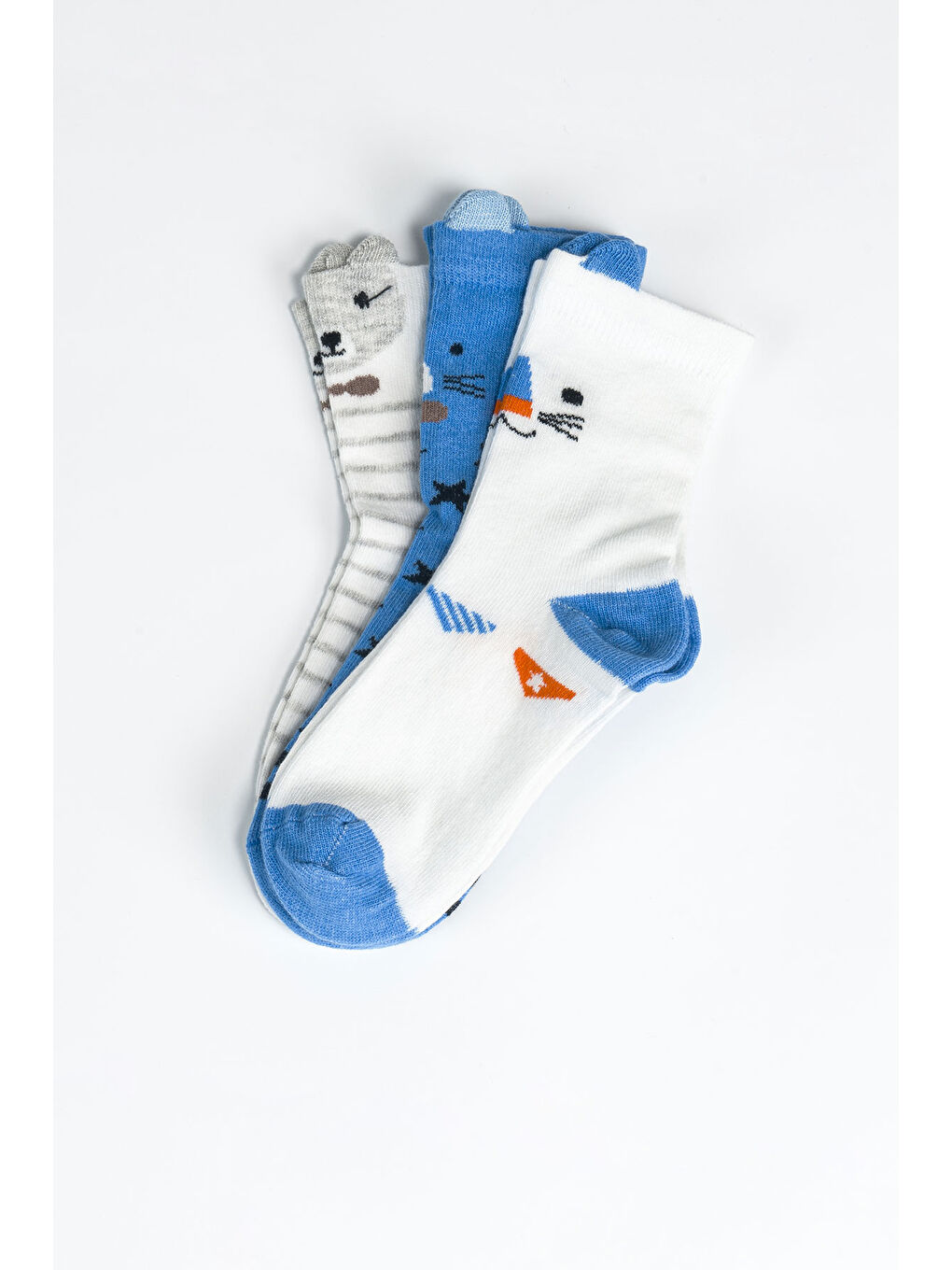 Ekru Erkek Çocuk Dikişsiz 3 'lü Soket Çorap 3 Yaş - 6 yaş-1