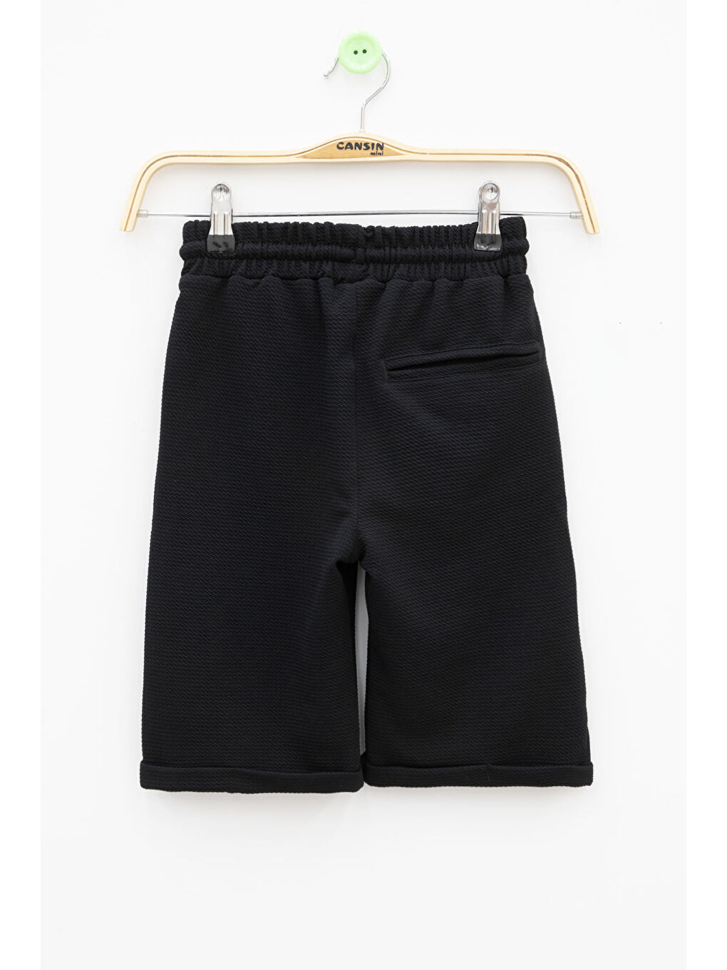 Siyah Beli Lastikli Ponpon Kumaş Basic Erkek Çocuk Şort 21166-2