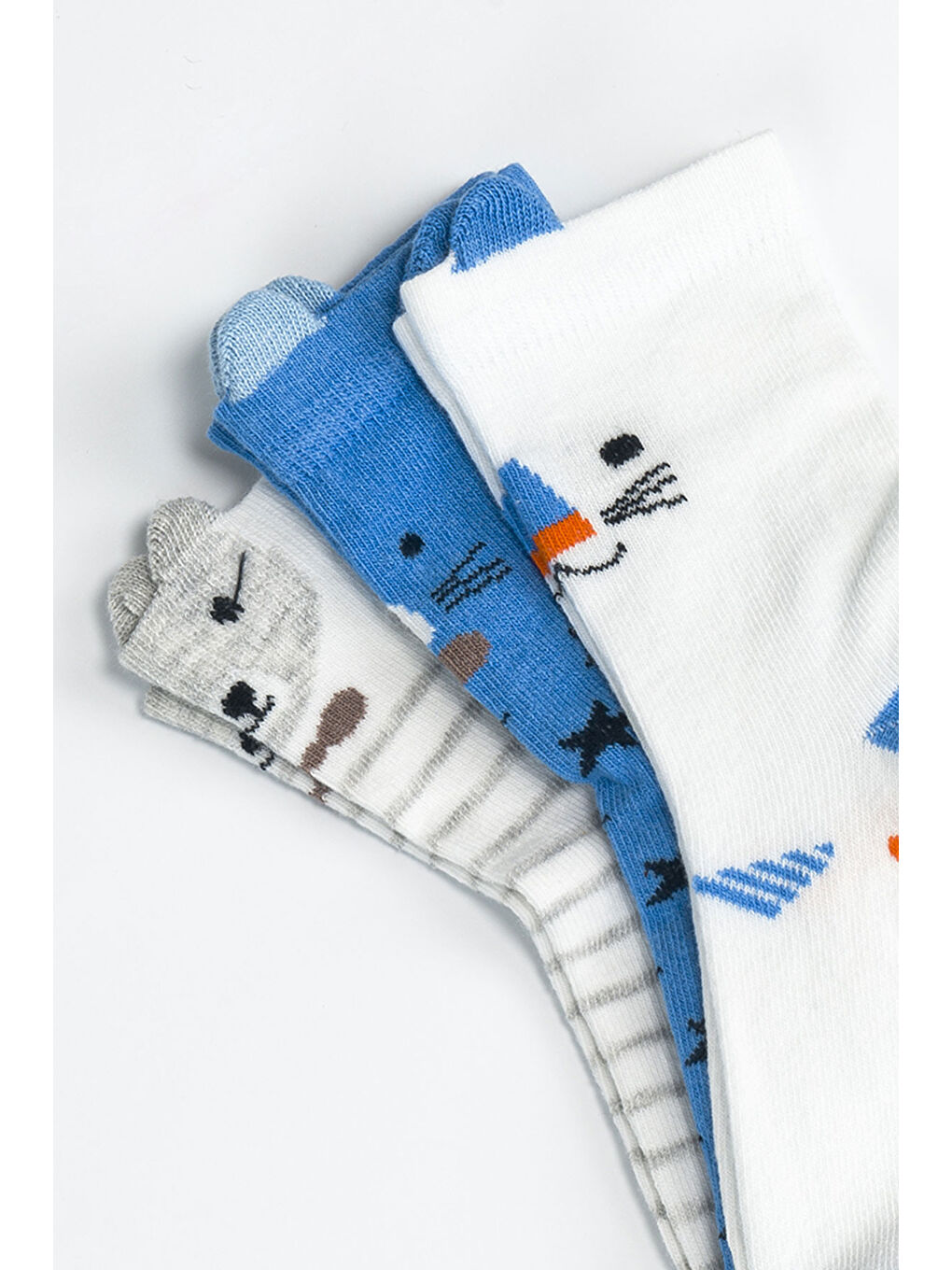 Ekru Erkek Çocuk Dikişsiz 3 'lü Soket Çorap 3 Yaş - 6 yaş-2