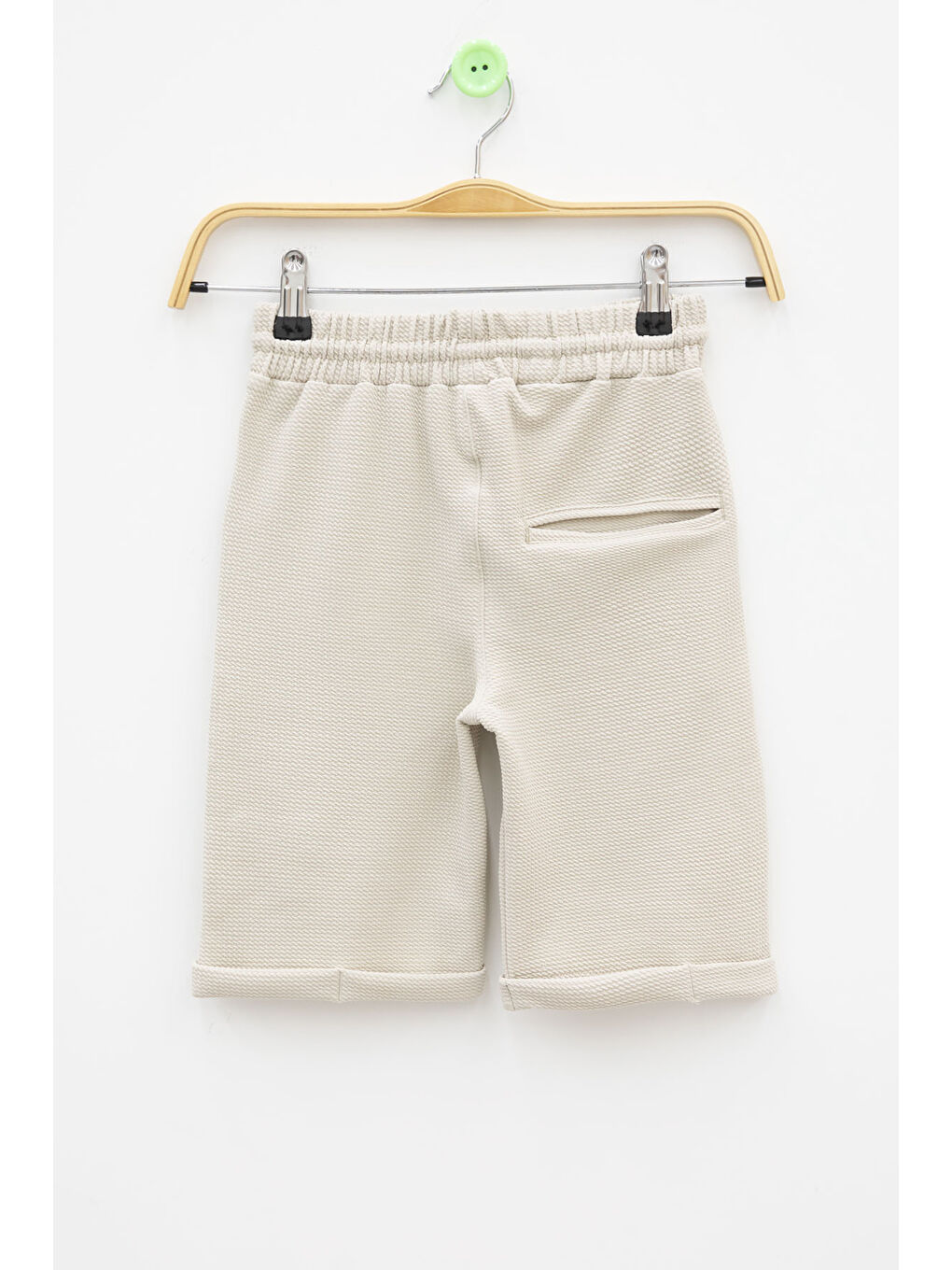 Ekru Krem Beli Lastikli Ponpon Kumaş Basic Erkek Çocuk Şort 21170-2