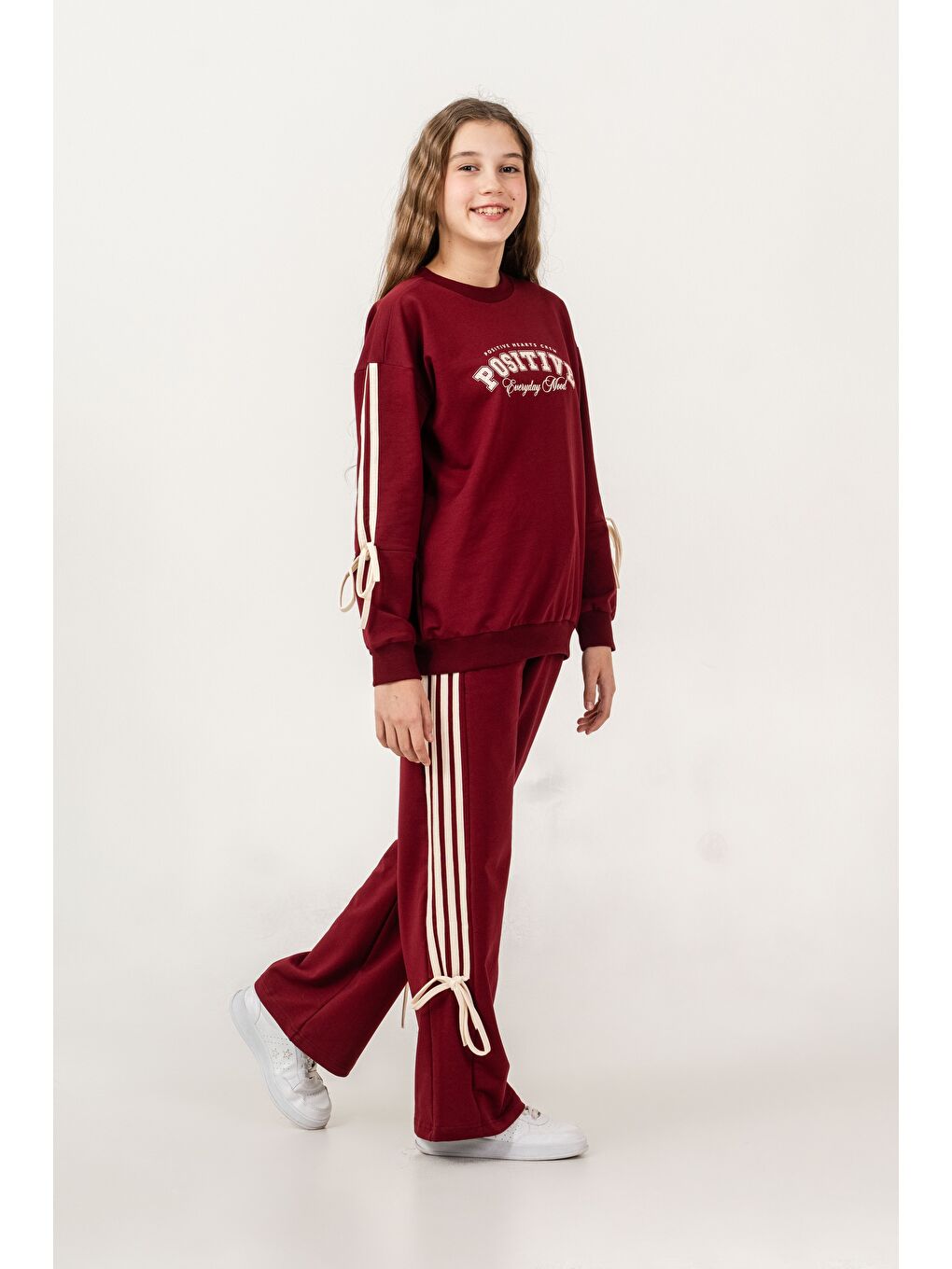 Bordo Positive Baskılı Üst Kollar Biyeli Alt Biyeli Takım-1