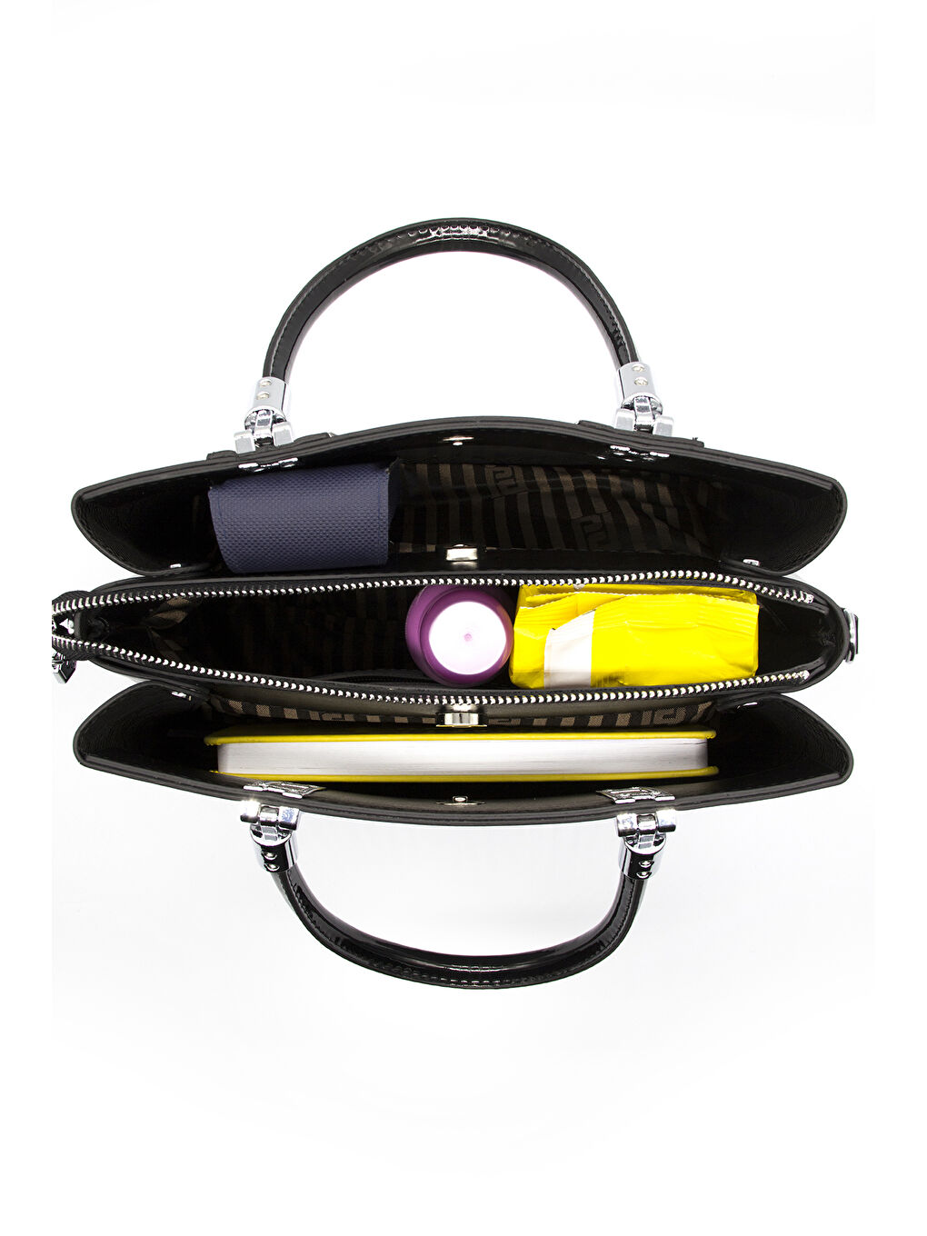 Kadın Çapraz Çanta 1000-43273 M178 Siyah Platin -Mat Siyah-6