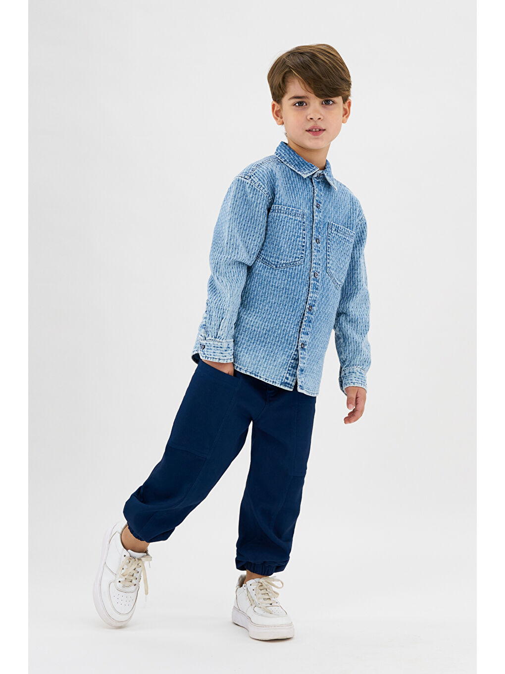 Lacivert Erkek Çocuk Düğmeli Pantolon