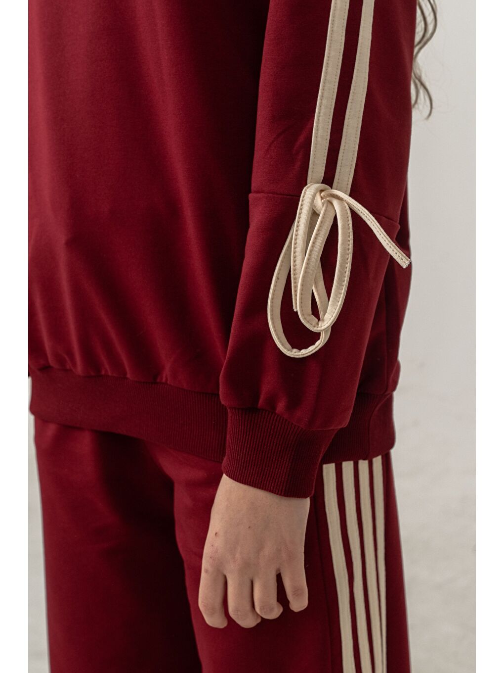 Bordo Positive Baskılı Üst Kollar Biyeli Alt Biyeli Takım-3