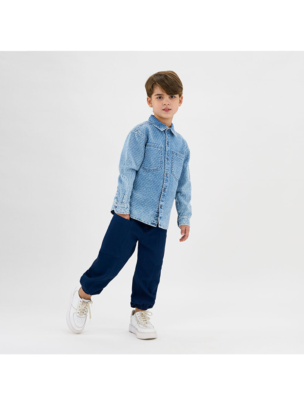 Lacivert Erkek Çocuk Düğmeli Pantolon-2