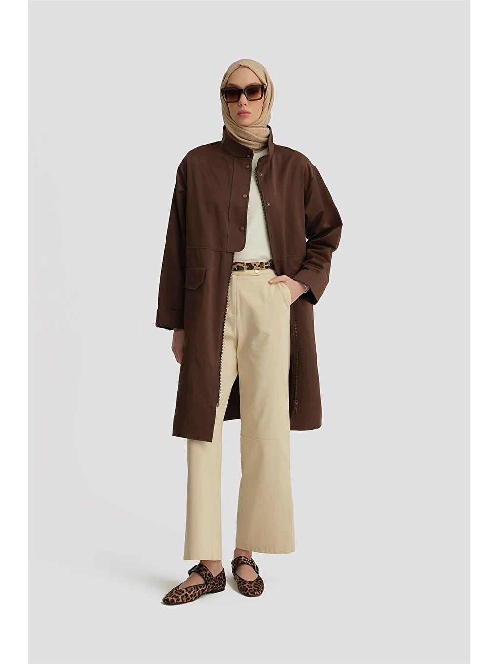 Yanları Ve Önü Fermuarlı Kap 25Y7809 Kahverengi-1