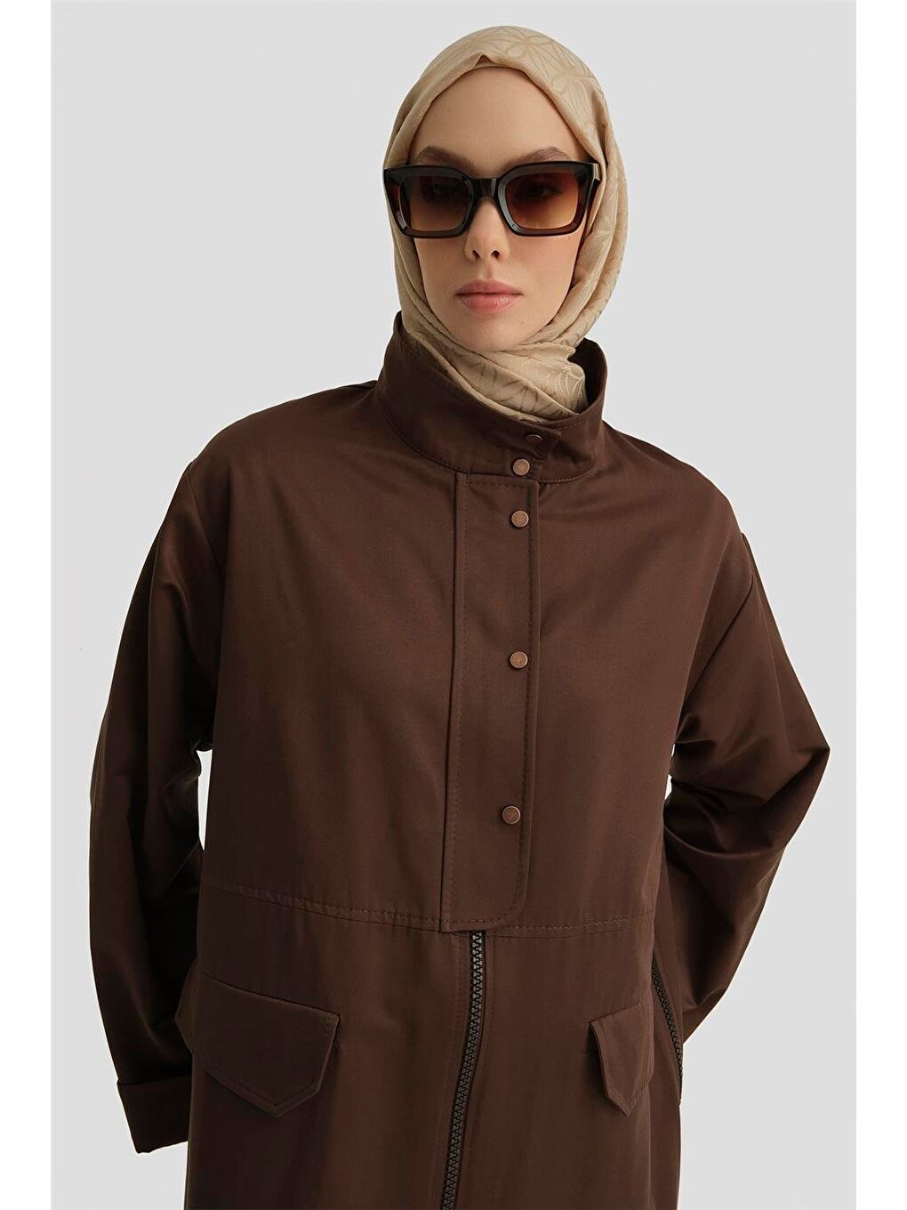 Yanları Ve Önü Fermuarlı Kap 25Y7809 Kahverengi-2