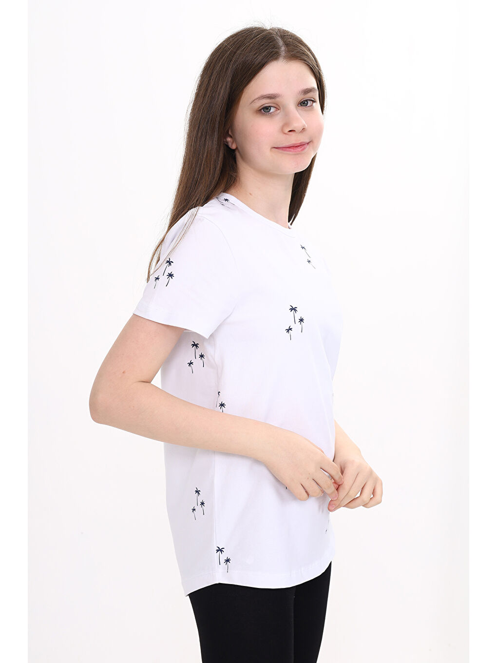 Beyaz Kız Çocuk Baskılı Tişört-2