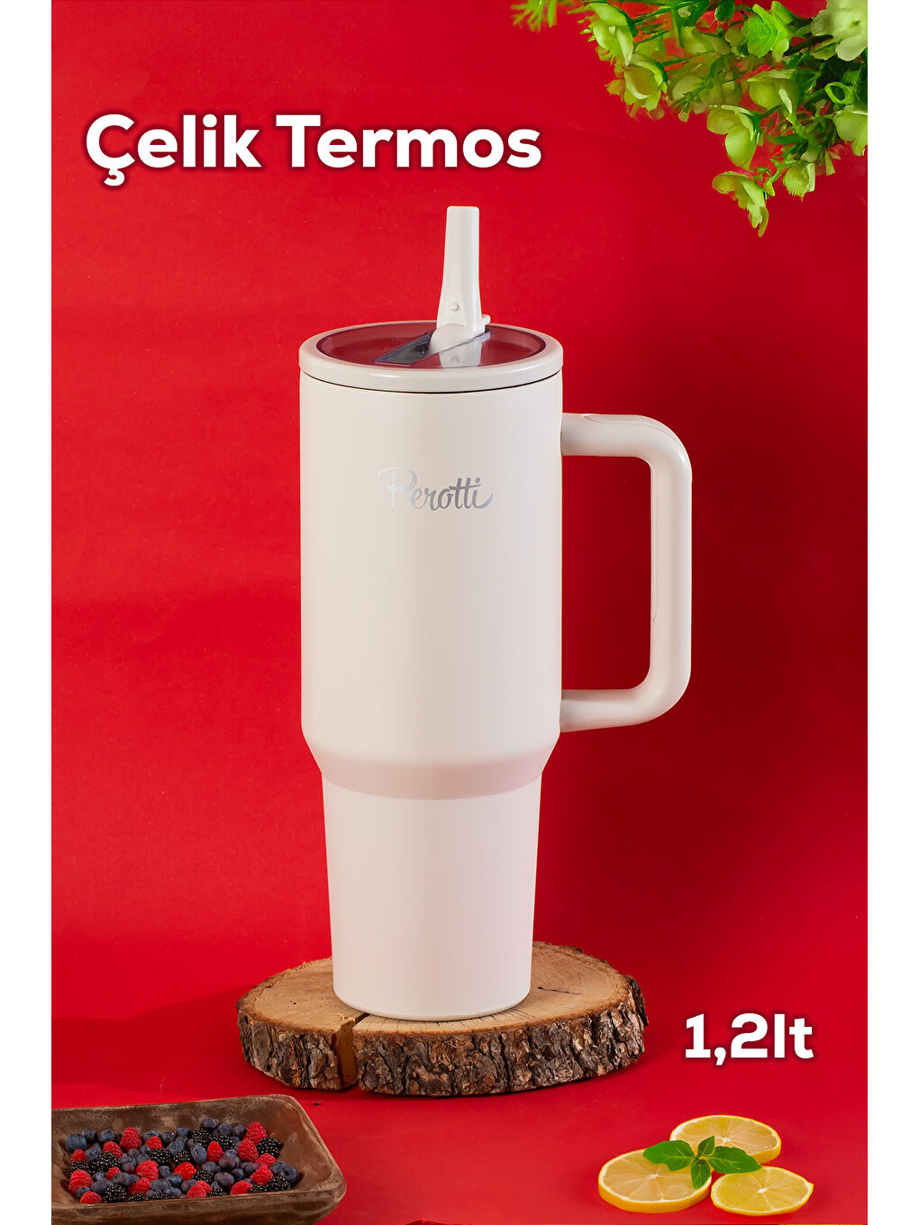 17238 Colte V2 Paslanmaz Çelik Sporcu Termos Bardak Matara Beyaz 1,2 Lt