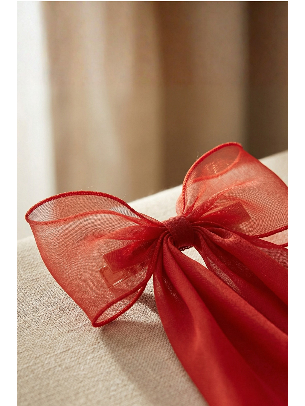 Tül Fiyonklu Otomat Toka Kırmızı-1