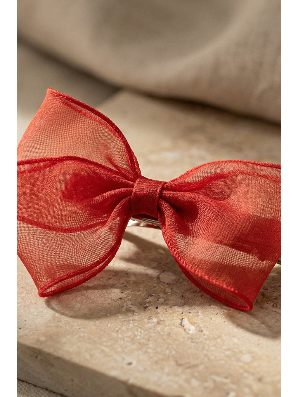 Tül Fiyonklu Otomat Toka Kırmızı-3