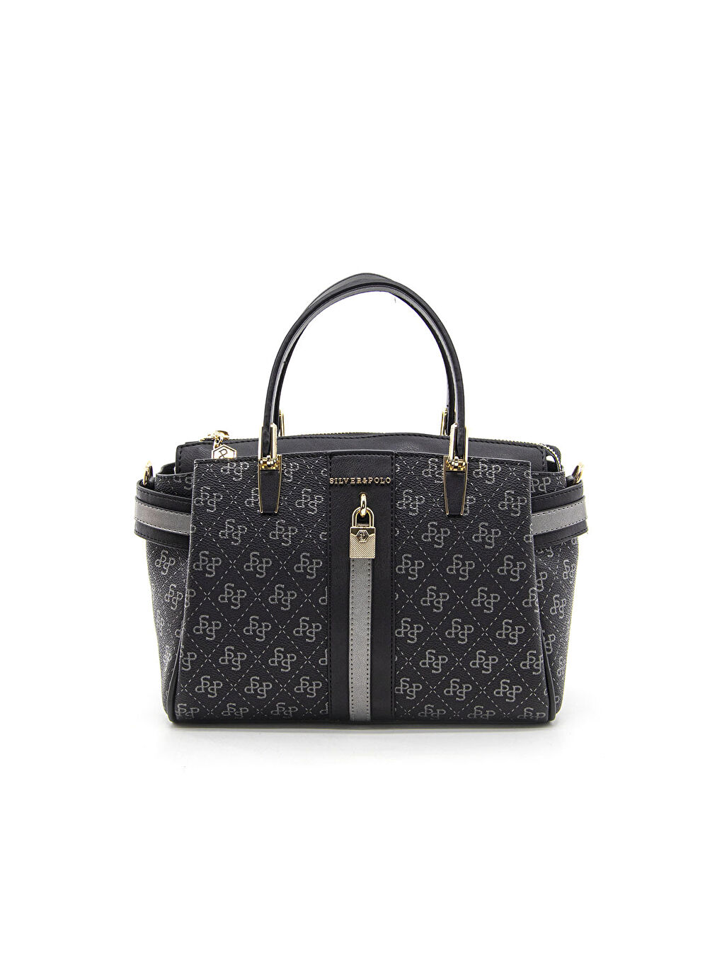 Siyah Kadın Omuz Çantası 1103-44318 BAYAN ÇANTASI M178 SİYAH PLATİN-MAT SİYAH-PLATİN