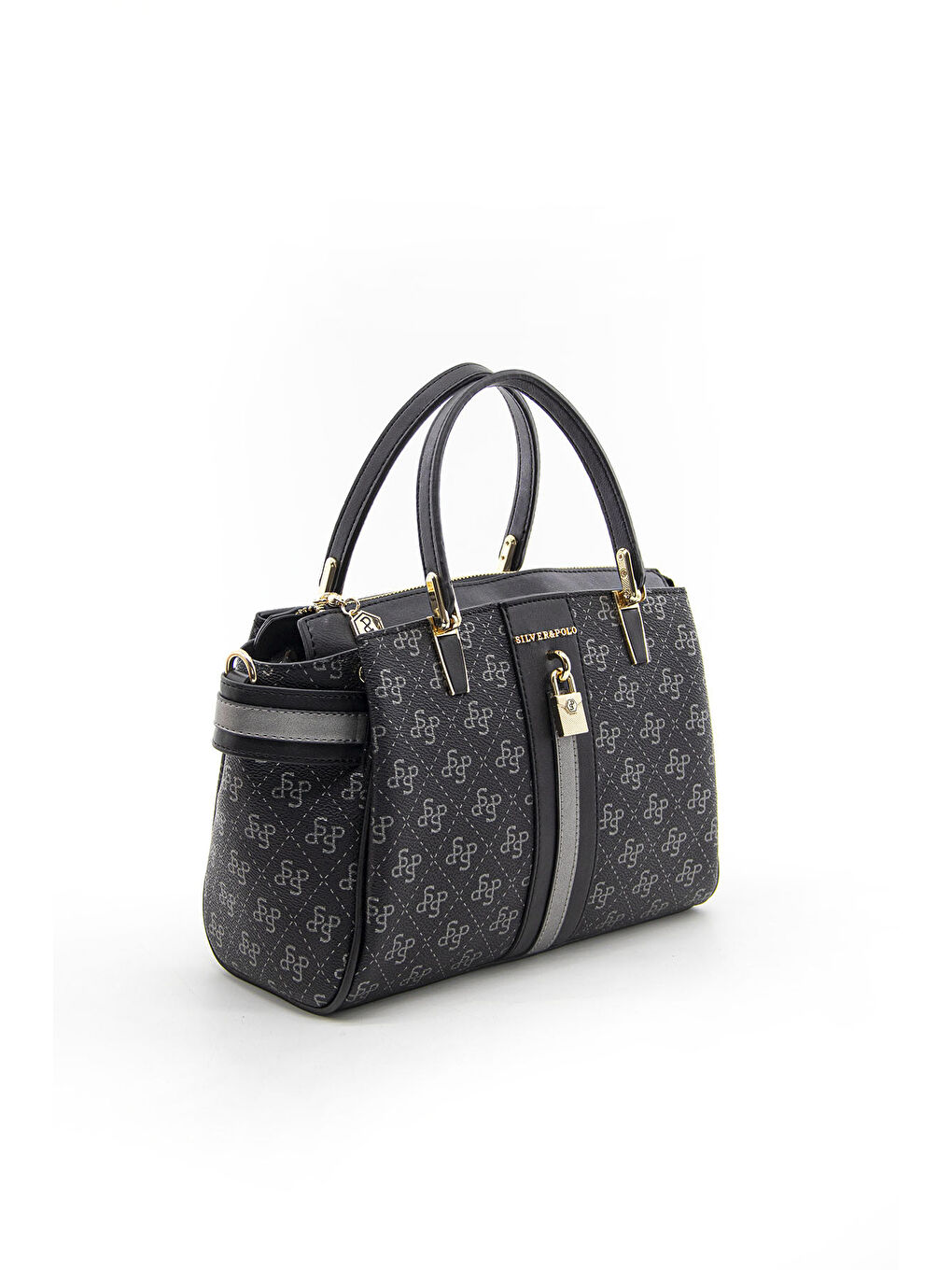 Siyah Kadın Omuz Çantası 1103-44318 BAYAN ÇANTASI M178 SİYAH PLATİN-MAT SİYAH-PLATİN-1