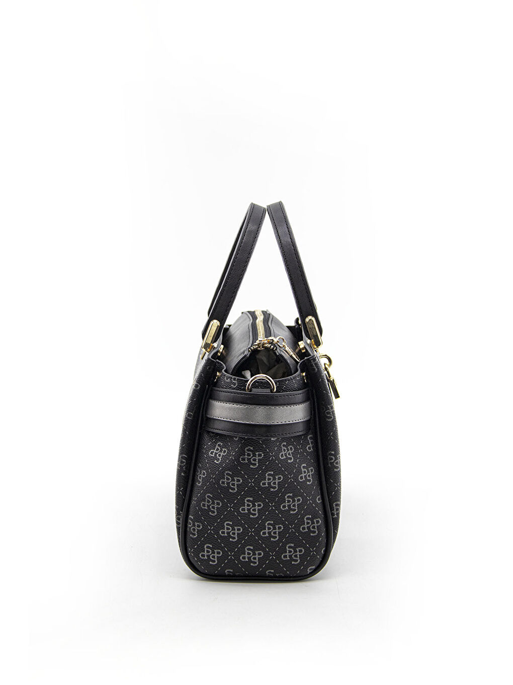 Siyah Kadın Omuz Çantası 1103-44318 BAYAN ÇANTASI M178 SİYAH PLATİN-MAT SİYAH-PLATİN-2