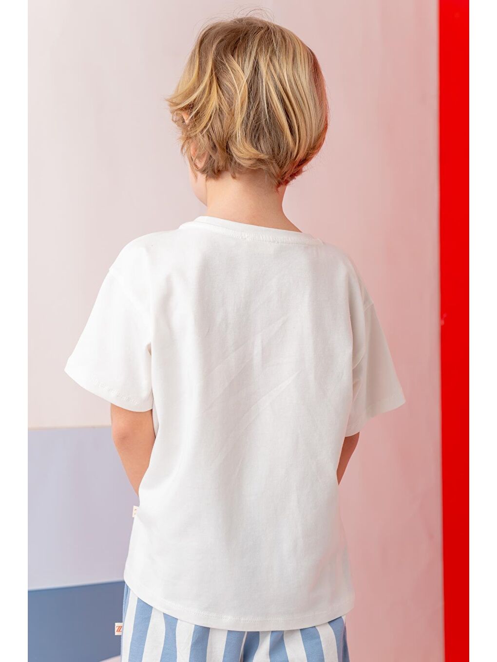 Erkek Çoçuk Sörf Baskılı T-Shirt - Ekru-1