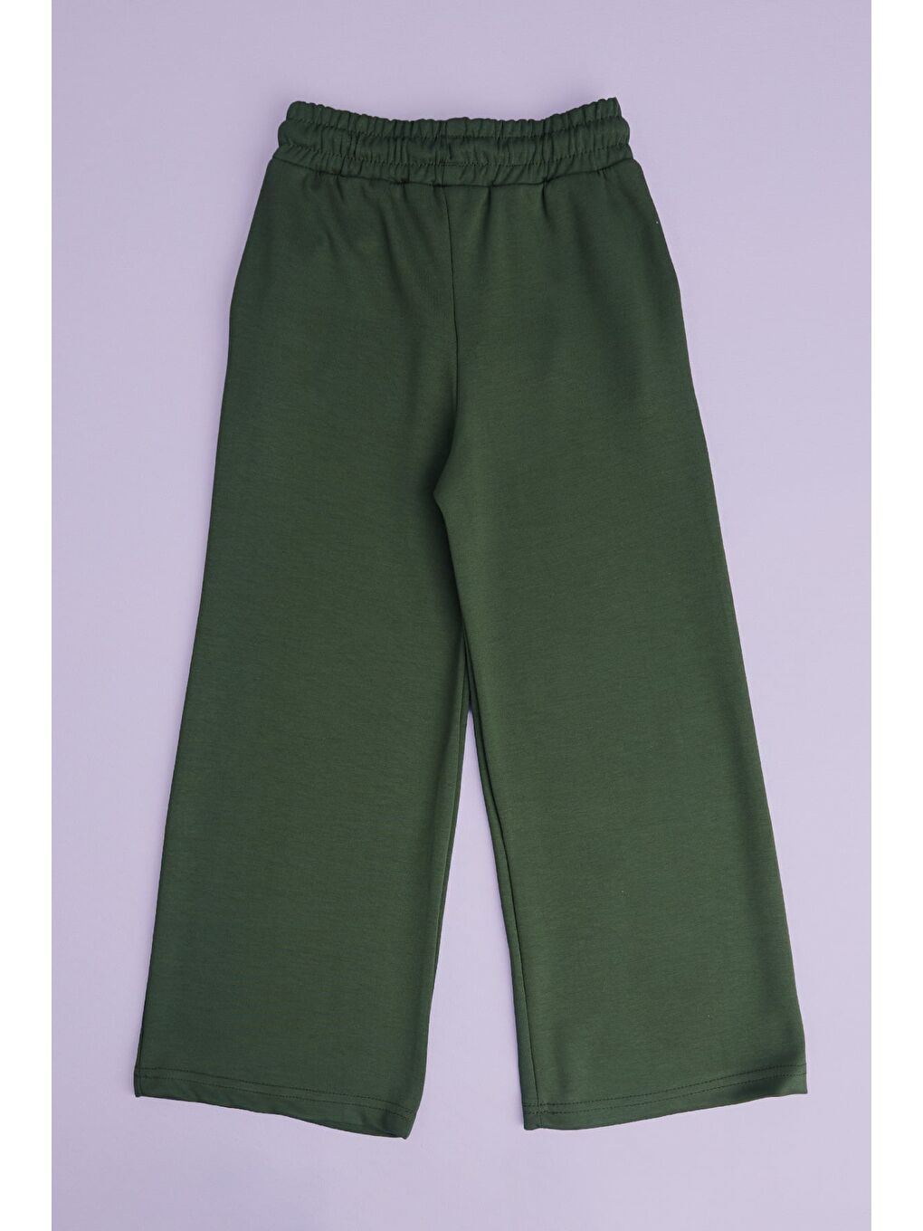 Haki Beli Lastikli Cepli Kız Çocuk Modal Pantolon-1