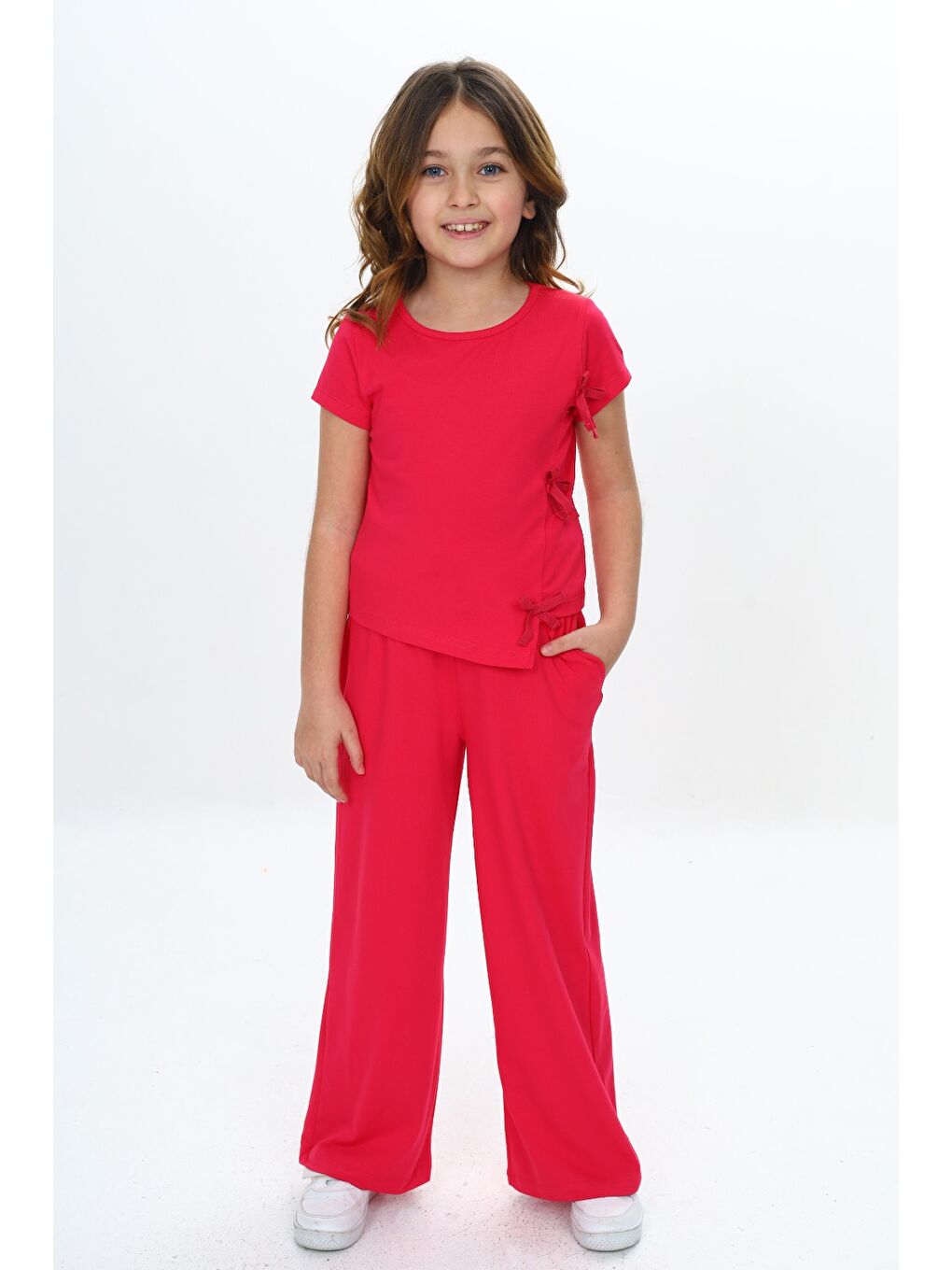 Fuşya Kız Çocuk Fiyonk Detaylı Eşofman Takım-1
