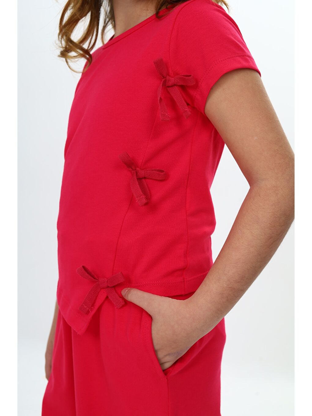 Fuşya Kız Çocuk Fiyonk Detaylı Eşofman Takım-2