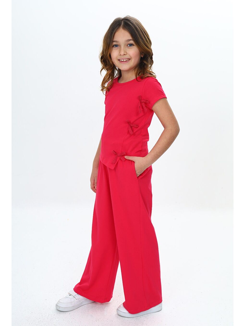 Fuşya Kız Çocuk Fiyonk Detaylı Eşofman Takım-3